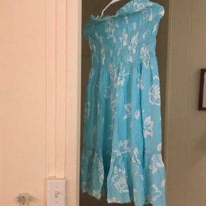 Victoria Secret swim coverup Moda International XL turquoise strapless dress